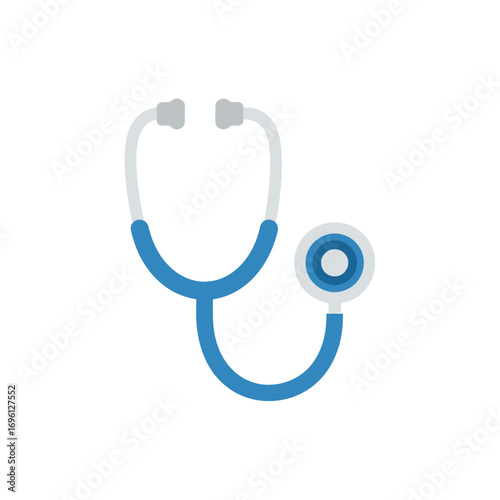 Simple, flat illustration of a medical stethoscope.