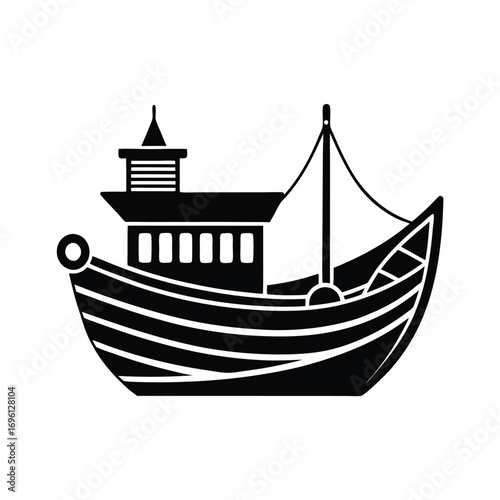 Traditional Korean Fishing Boat Icon