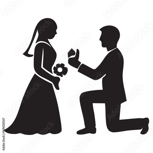 black and white icon of the bride and groom.