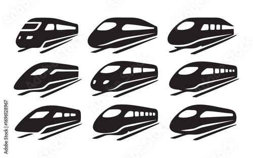 vector icons of a high-speed train