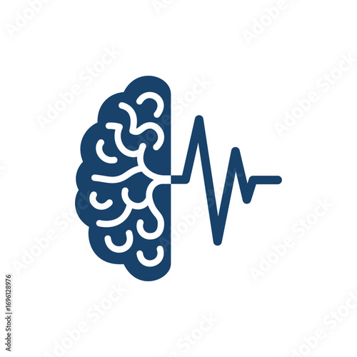 Abstract Human Brain Wave Vector Logo Icon or Illustration. AI and Brain Integration, Mental Health, Science, Neurology, Psychology Symbol, Thought Process