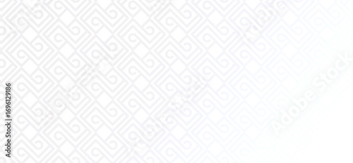 Faded white background with repeating geometric maze-like pattern, light and subtle.