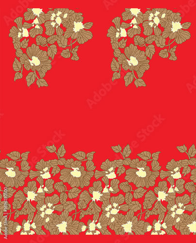 PrintElegant floral seamless pattern in black and gold color design. Trendy fabric prints. Vector illustration sufa