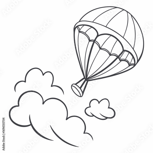 Drifting through the air, a parachute sketch symbolizing freedom and descent