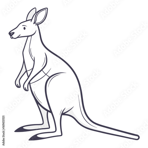 Simple Line Drawing of a Standing Kangaroo in Profile