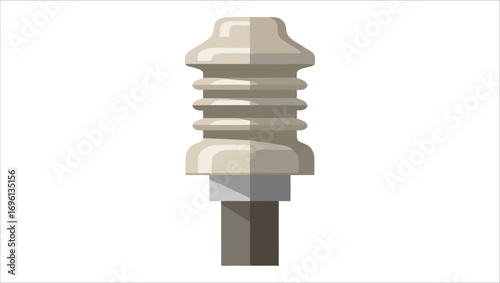 Flat Design Illustration of a Ceramic Electrical Insulator for Power Transmission and Distribution Infrastructure Components on a White Background