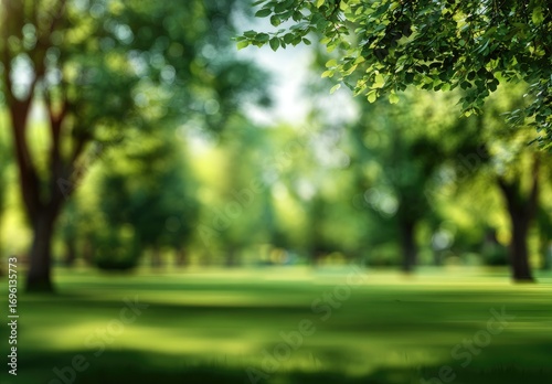 Fototapeta Naklejka Na Ścianę i Meble -  Lush parkland in soft focus