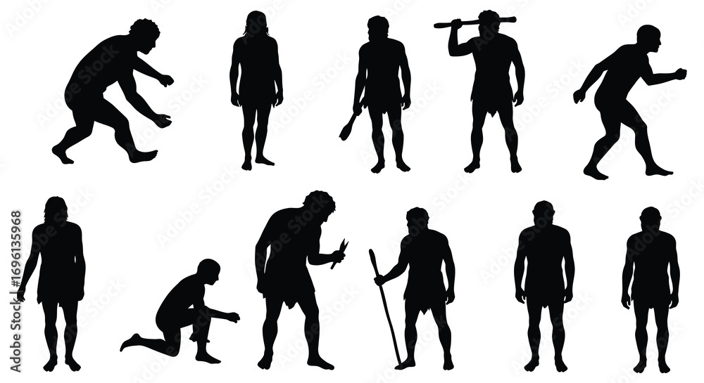 Obraz premium evolutionary stages depicted through human silhouettes showing progress