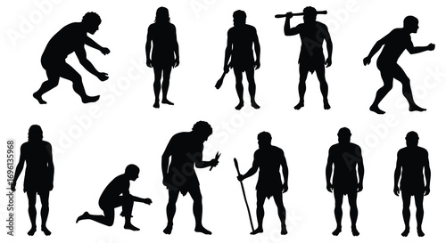 evolutionary stages depicted through human silhouettes showing progress