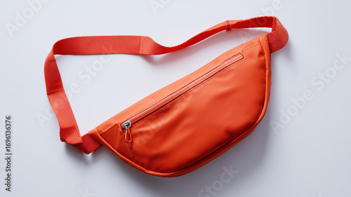 Orange fanny pack with transparent background