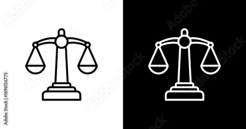 Law Scale White Icon Set Design