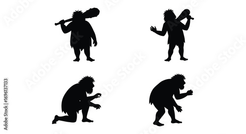 primitive humans showcasing various activities and postures
