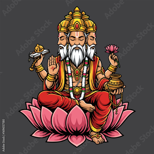 vector illustration of god brahma