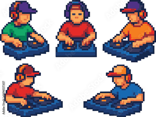 DJ pixel art, eps 10 illustration