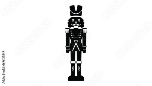 Classic Nutcracker Silhouette Elegant Christmas Decoration Vector Illustration
