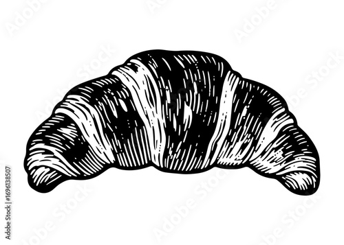 Croissant vector engraving style illustration