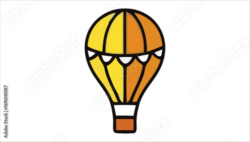 Colorful hot air balloon vector illustration isolated on white background. Air transport icon for travel, adventure, and flight concepts