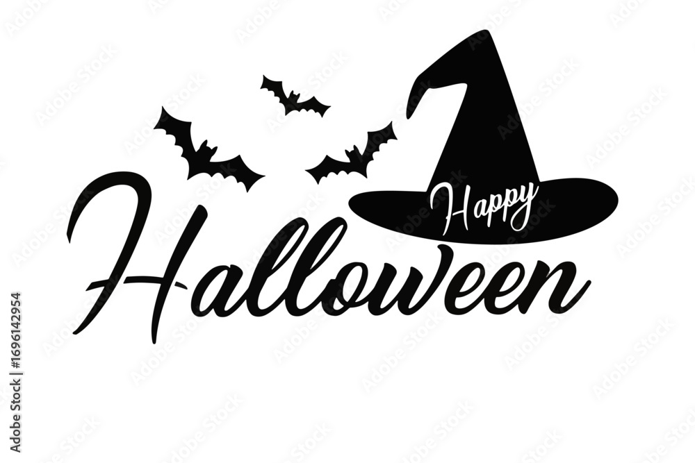 Fototapeta premium Vector illustration of Happy Halloween text in a spooky festive design, holiday typography for seasonal decoration, posters, and greeting cards