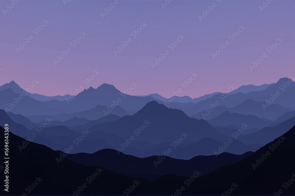 Fototapeta premium A mountain range at dusk.