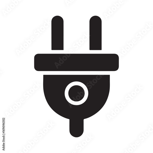 Electric plug icon vector sign and symbols. Vector black silhouette. with white background