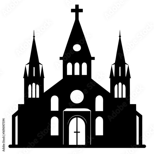 Wallpaper Mural Gothic Cathedral a simple vector clean black silhouette design white background Torontodigital.ca