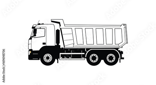 a large truck with open back for hauling materials