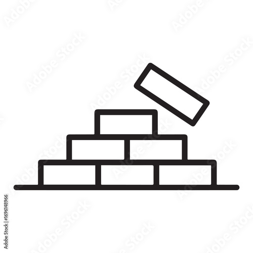 bricks laying outline icon Line Art. Element of construction icon for mobile concept and web apps. with white background