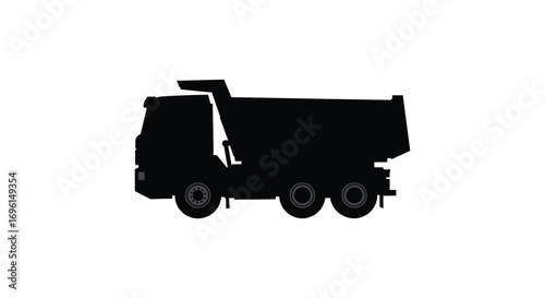 a silhouette of a large truck with raised bed