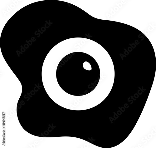 Simple silhouette icon of a fried egg with a solid center representing breakfast food and nutrition vector