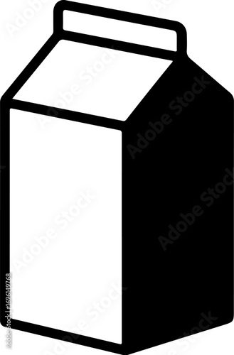 Simple silhouette icon of a milk carton with a folded top for food and drink graphics vector