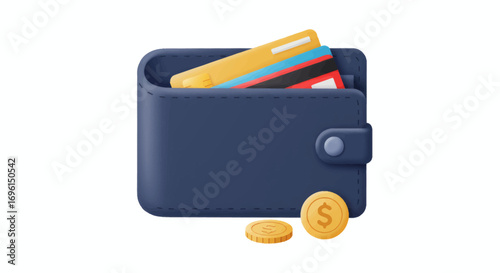 Minimalist wallet with credit cards and coins representing personal finance and economic planning