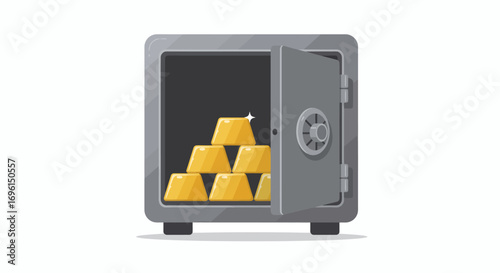 Safe with gold bars symbolizing wealth storage, banking, and economic asset protection