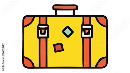 Vintage Suitcase Icon Retro Travel Bag Illustration