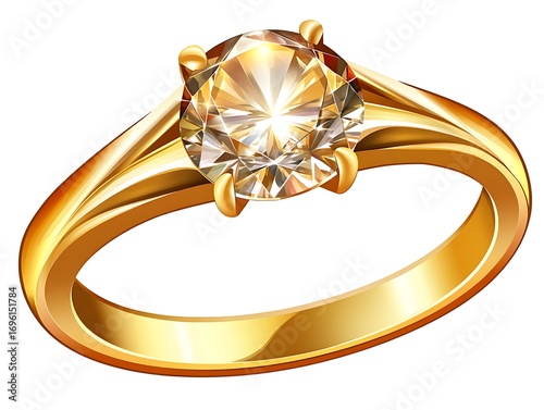Elegant Gold Ring with a Sparkling Diamond Symbol of Love and Commitment