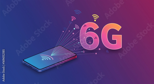 Futuristic 6G Mobile Technology Concept. EPS Vector