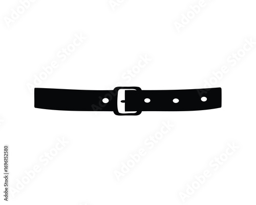Black silhouette illustration of a belt with buckle and adjustment holes