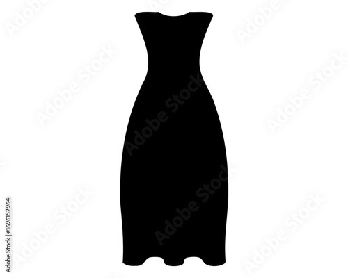 Elegant black gown silhouette for fashion design, apparel, and formal wear