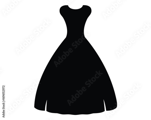 Elegant Silhouette of a Black Evening Gown with a Flared Skirt