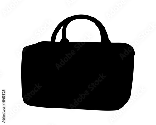 Silhouette of a classic handbag with rounded handles on a white background