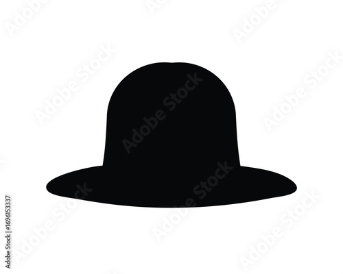 Silhouette of a classic bowler hat with a rounded crown and brim