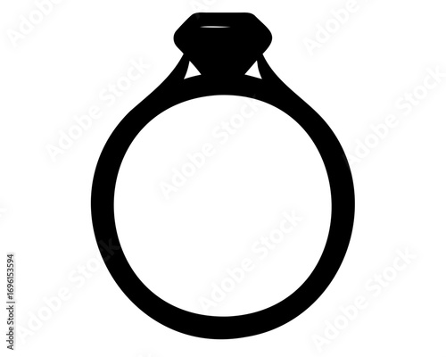 Black and White Diamond Ring Silhouette Depicting Commitment and Special Occasions