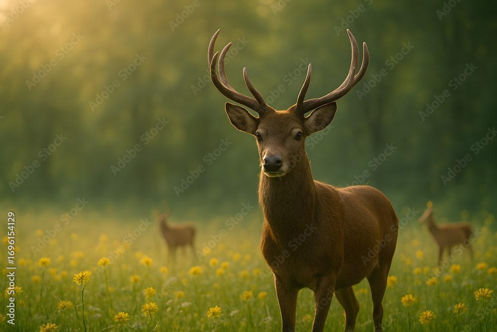 Fototapeta premium majestic deer on summer forest