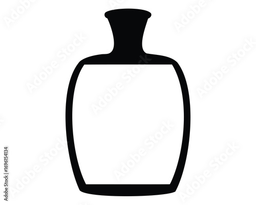 Elegant Black and White Outline Bottle, Modern Design with Sleek Curves