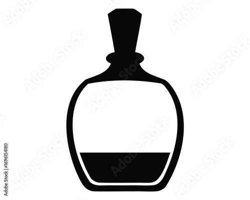 Stylized perfume bottle silhouette with contents, simple design on white background