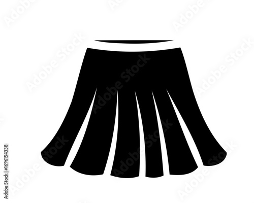 Black pleated skirt icon, fashion design, feminine clothing, stylish apparel