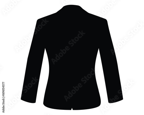 Silhouette of a formal black business suit jacket viewed from the back