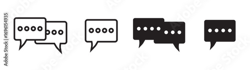 Silhouette speech bubble vector set. Speech bubbles. communication concept, simple flat design. text box and message icon collection on. Simple black silhouette of two overlapping speech bubbles indic