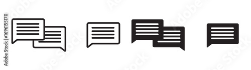 Silhouette speech bubble vector set. Speech bubbles. communication concept, simple flat design. text box and message icon collection on. Simple black silhouette of two overlapping speech bubbles indic