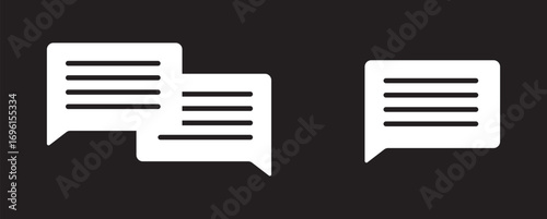 Silhouette speech bubble vector set. Speech bubbles. communication concept, simple flat design. text box and message icon collection on. Simple black silhouette of two overlapping speech bubbles indic