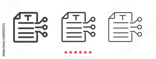 Text generation icon. Thin line icon vector